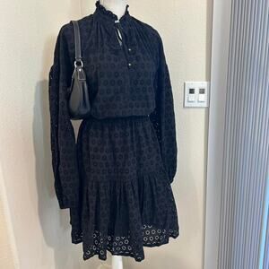Ralph Lauren black eyelet cotton mini dress. size 2
